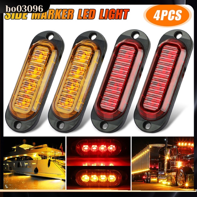 4 Đèn Xi Nhan 4 Bóng Led 12-24v Ánh Sáng Đỏ Cho Xe Tải