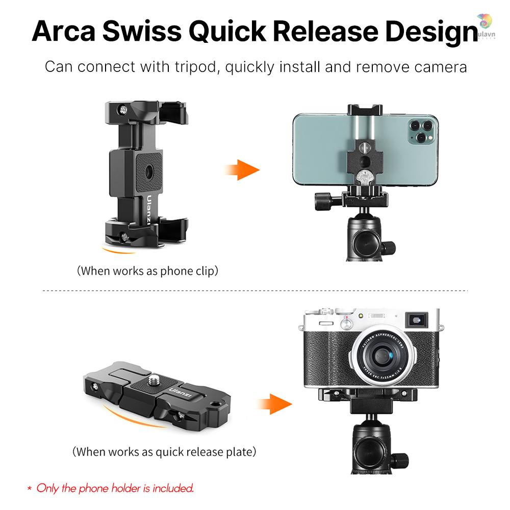 Ngàm Gắn Điện Thoại Ulanzi ST-15 Arca-Swiss 2 Trong 1 Bằng Hợp Kim Nhôm Có Vít 1 / 4 Inch Cho Máy Ảnh DSLR ILDC