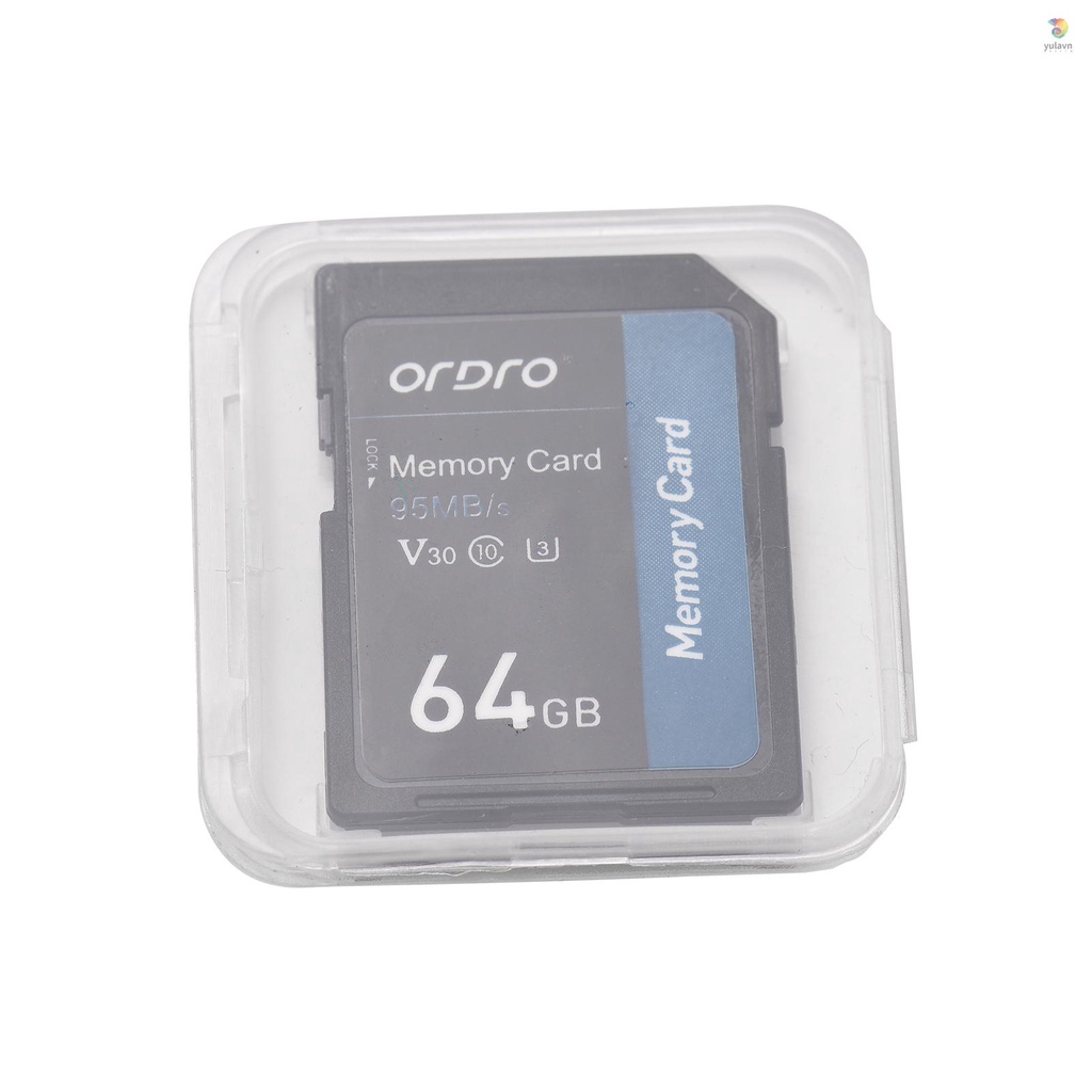 Thẻ Nhớ ORDRO 64GB V30 Class 10 SD Card 95MB / s Tốc Độ Cao Cho Máy Quay Phim Kỹ Thuật Số