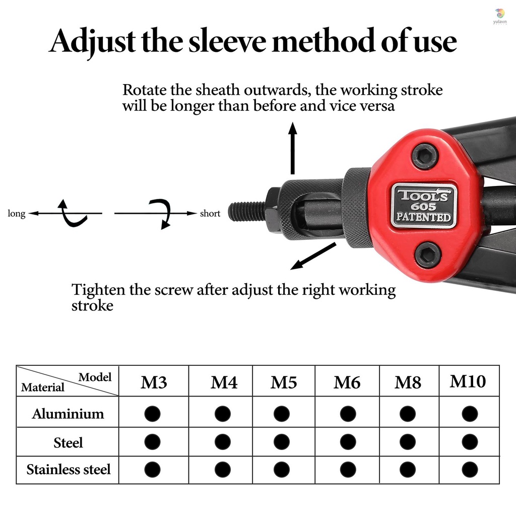 Dụng Cụ Tán Đinh Cầm Tay Tiết Kiệm Sức Lao Động BT-605 M3-M10