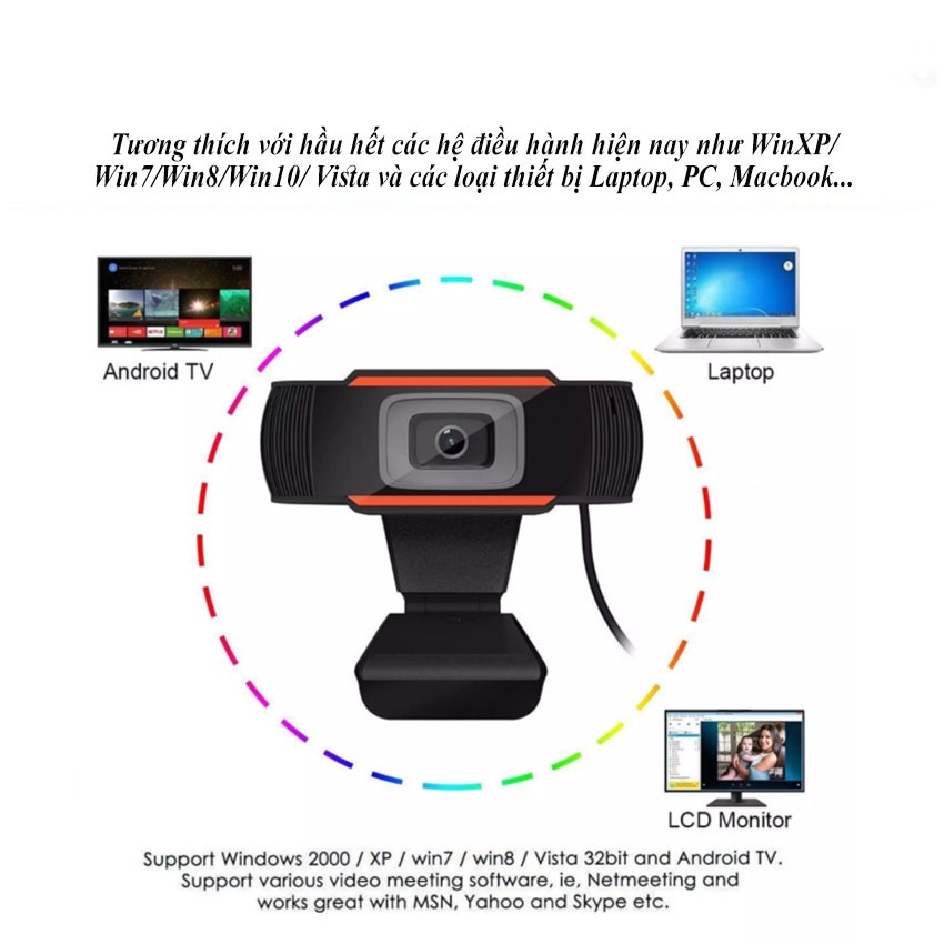 Webcam máy tính HD 720P Có MIC dùng cho laptop, PC cổng USB, webcam pc dùng để học | BigBuy360 - bigbuy360.vn