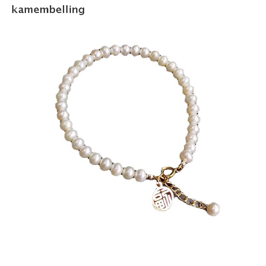 Vòng Đeo Tay May Mắn Đính Ngọc Trai Giả Bằng Đồng Có Thể Điều Chỉnh Phối Tua Rua Dài Thanh Lịch Dành Cho Nữ