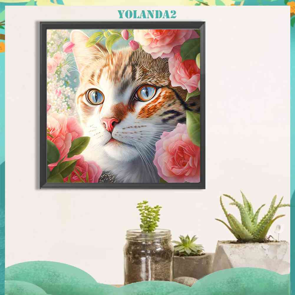 Tranh Đính Đá Kim Cương Toàn Bộ 5D DIY Hình Vẽ Mèo Trang Trí Nhà Cửa