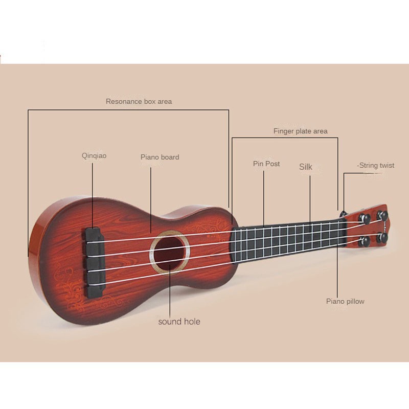 Đàn Ukulele Mini Bằng Gỗ Kèm Hộp Màu Sắc Xinh Xắn Dành Cho Bé