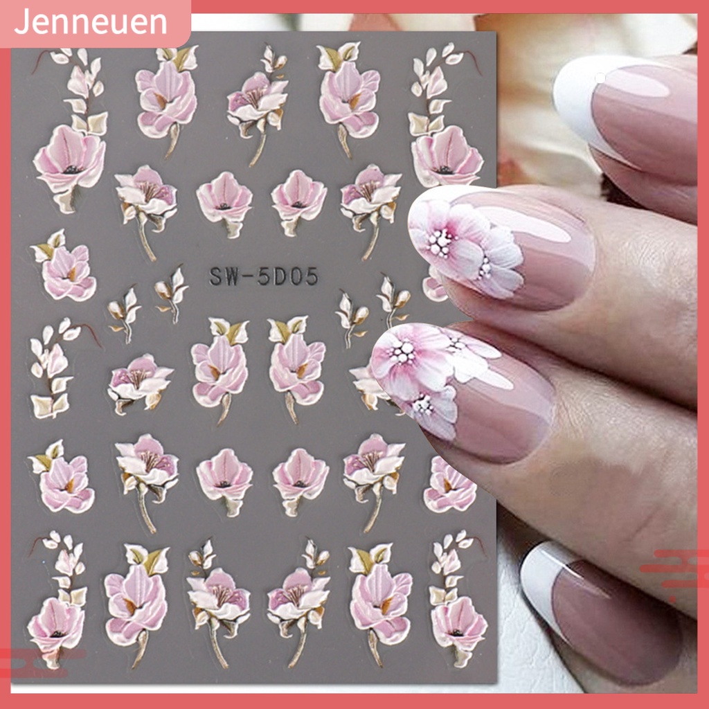 Miếng Dán Trang Trí Móng Tay 5D Tự Dính Không Phai Họa Tiết Hoa Hướng Dương