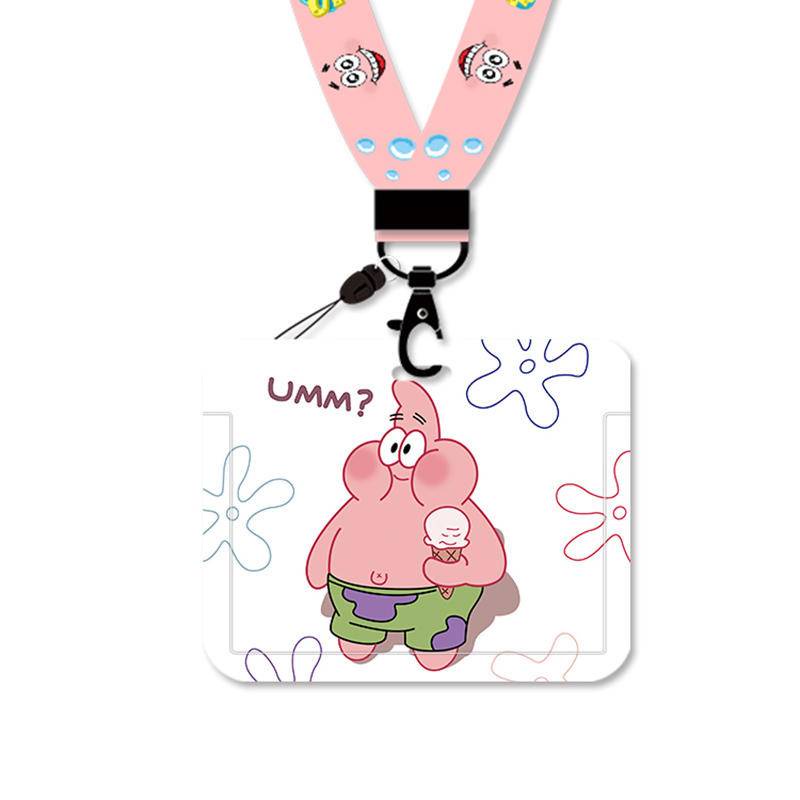 Vỏ Bọc Thẻ Sinh Viên Hình Spongebob Bản Ngang Kèm Dây Đeo Cho Cặp Đôi