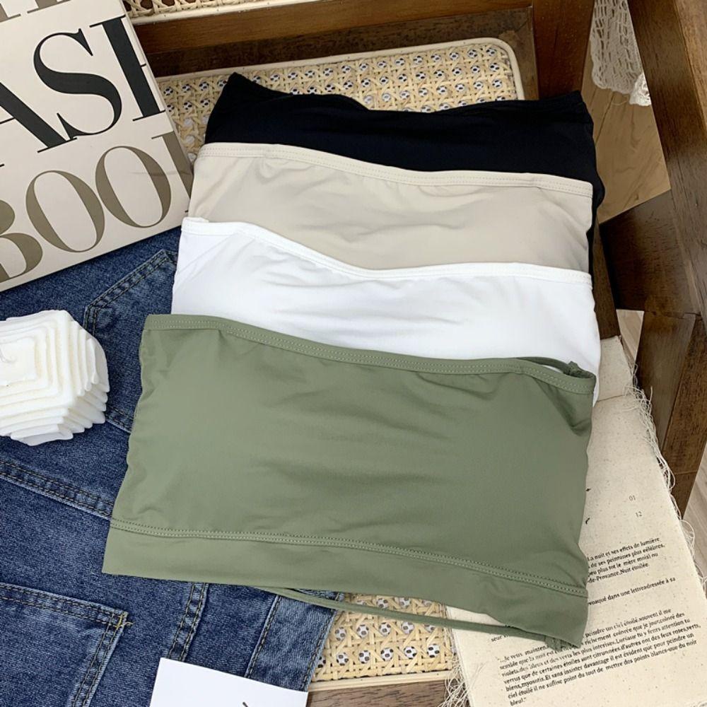 Áo Ngực Dạng Ống Không Đường May Mềm Mại Thoáng Khí Chống Trượt Màu Trơn Dành Cho Nữ