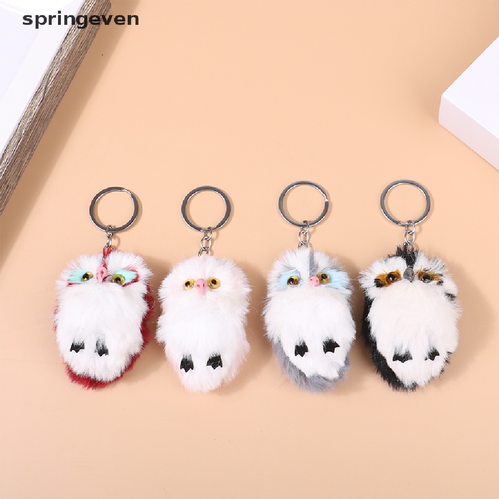 Móc Chìa Khóa Hình Cú Phủ Lông Dễ Thương Dùng Trang Trí Túi Xách / Móc Khóa