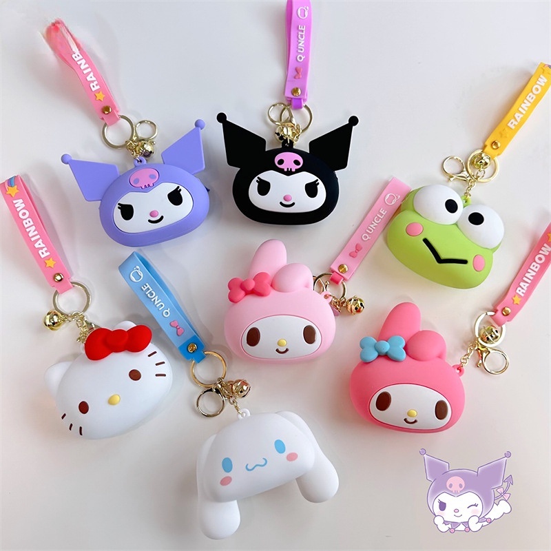 Ví Đựng Tiền Xu Bằng Silicon Hình Sanrio Kuromi My Melody Hello Kitty Dễ Thương Kèm Móc Khóa Cho Bé