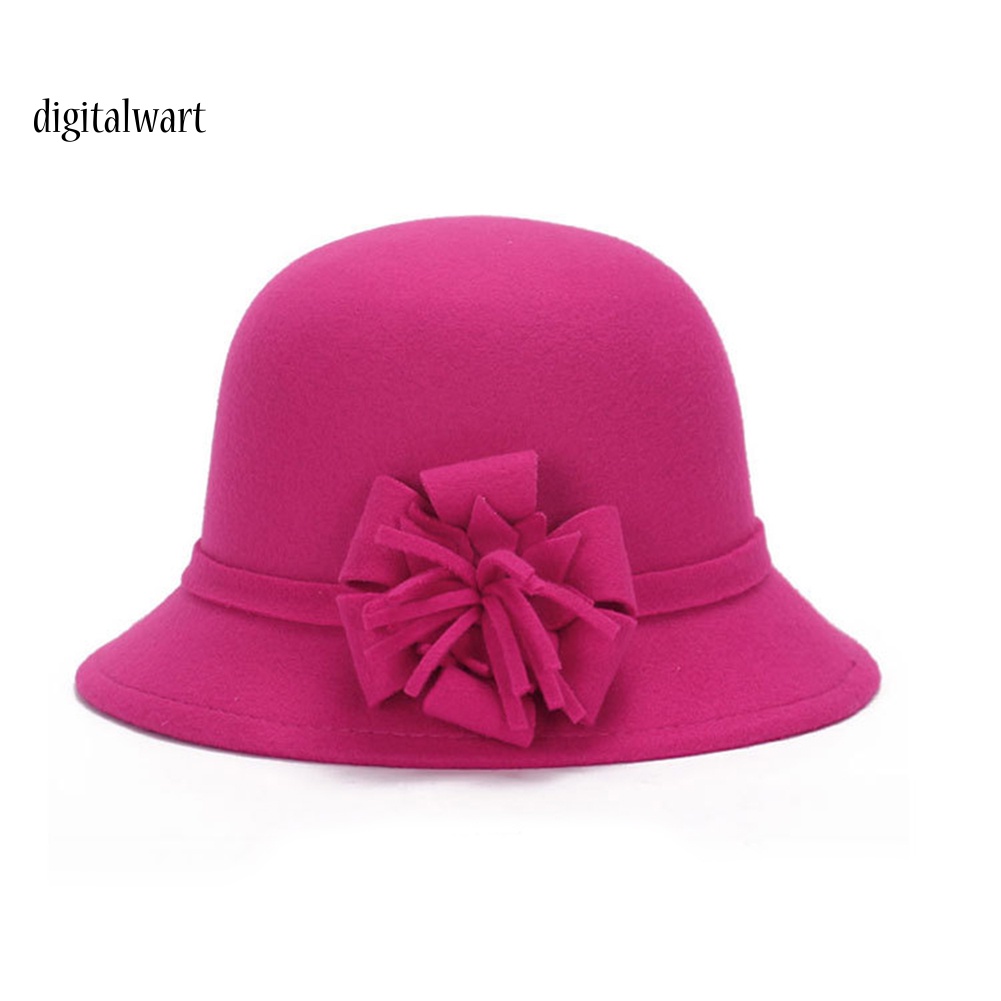 Kỹ Thuật Số| Mũ Bowler Hat Màu Trơn Thêu Hoa Phong Cách Retro Cho Nữ