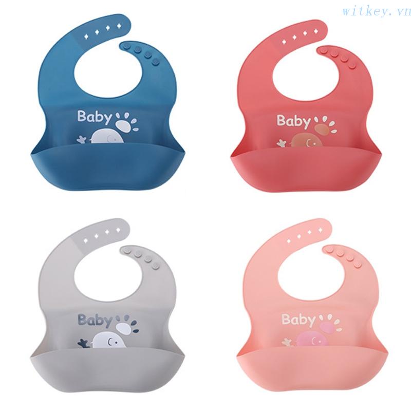 Yếm Ăn Bằng Silicon Chống Nước Họa Tiết Hoạt Hình Có Thể Điều Chỉnh Cho Bé