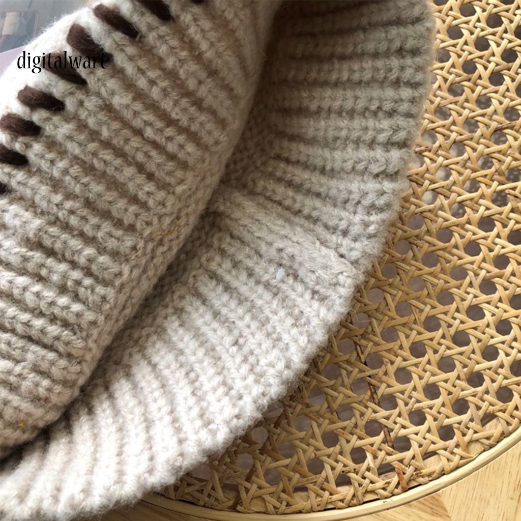 Kỹ Thuật Số| Mũ Bucket Dệt Kim Dày Dặn Ấm Áp Phong Cách Vintage Thời Trang Thu Đông Cho Nữ