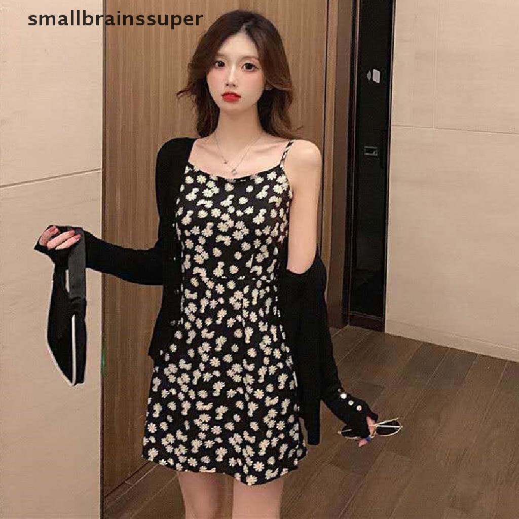 Đầm Hai Dây Dáng Chữ A Họa Tiết Hoa Cúc Thời Trang Mùa Hè Cho Bạn Gái