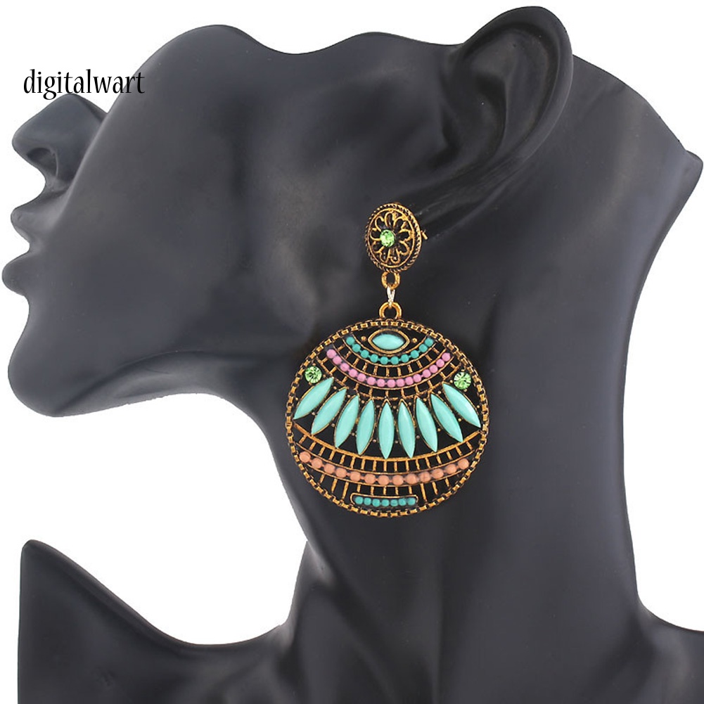 Kỹ Thuật Số| Bông Tai HợP Kim DạNg TròN ĐíNh HạT Phong CáCh Bohemia