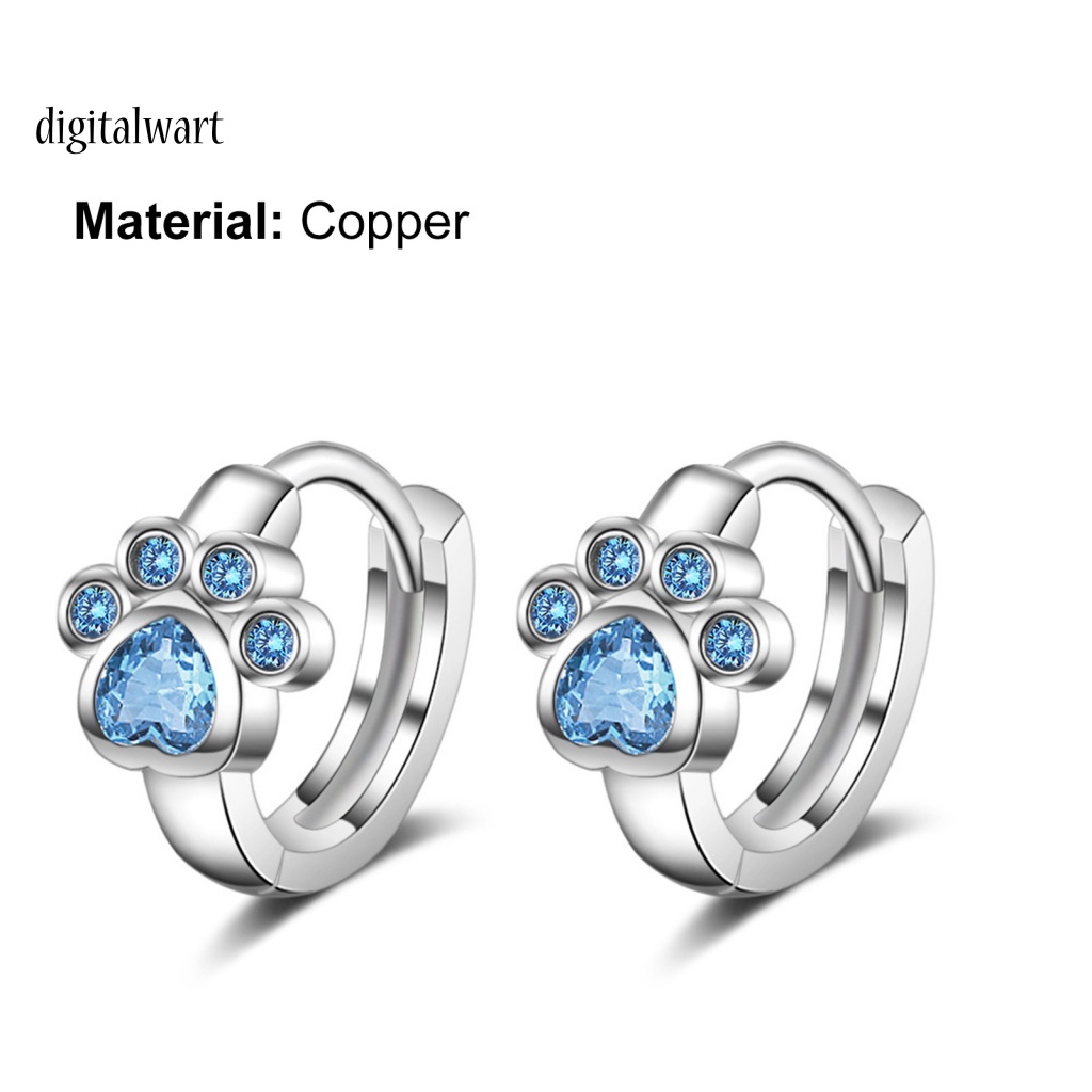 Kỹ Thuật Số| 1 Đôi Bông Tai Xỏ Lỗ Hình Dấu Chân Động Vật Đính Đá Zircon Lâu Trôi Dễ Thương