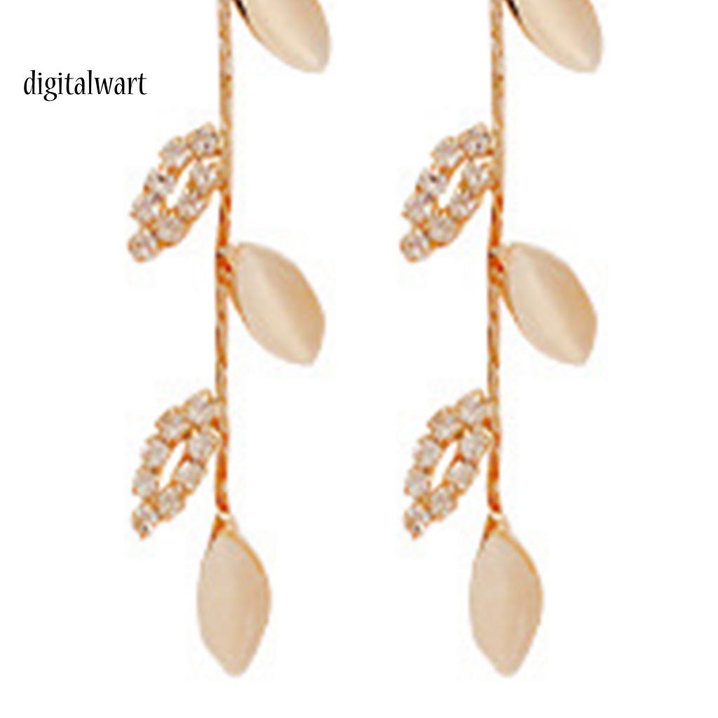 Kỹ Thuật Số| 1 Đôi Bông Tai Hình Chiếc Lá Đính Đá Lấp Lánh Dành Cho Nữ