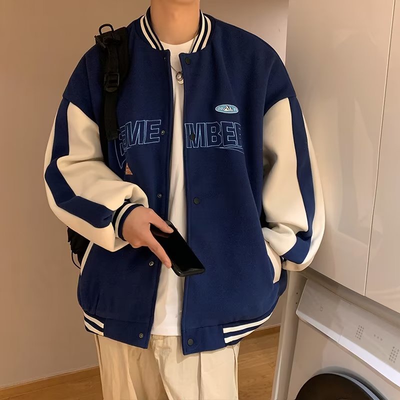 Áo Khoác Bóng Chày Tay Dài Thời Trang Xuân Thu Phong Cách Nhật Bản Đơn Giản Hợp Thời Trang Cho Nam