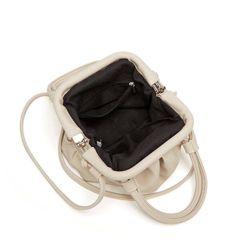 Túi Xách Da PU Màu Trơn Xếp Ly Xinh Xắn Hợp Thời Trang