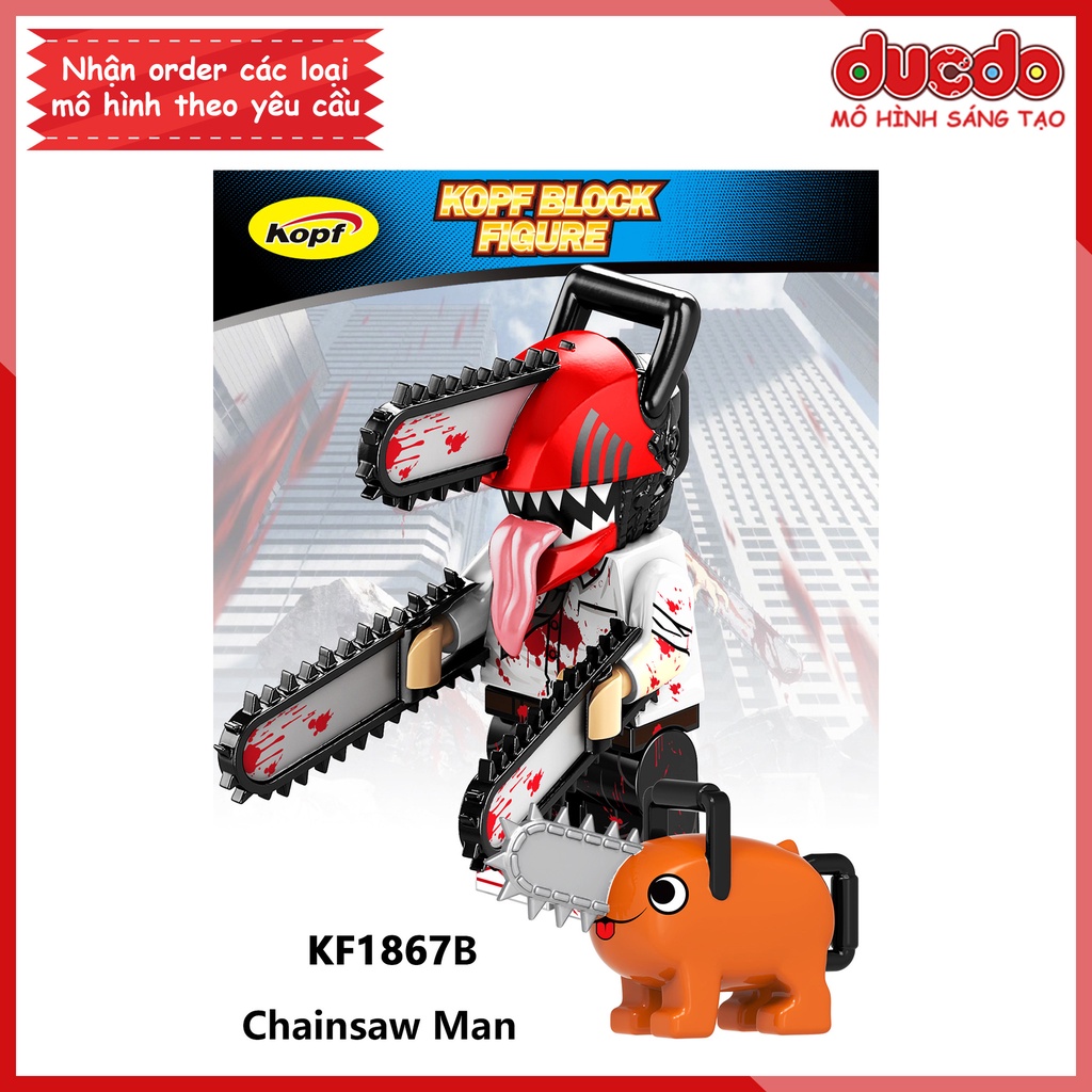 Minifigures nhân vật Quỷ Máy Cưa Chainsaw Man Denji Pochita - Đồ chơi Lắp ghép Xếp hình Mini Mô hình Kopf KF6180