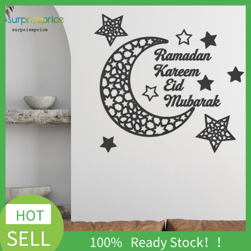 1 Bộ Sticker Dán Tường Bằng Acrylic Tráng Gương Hình Mặt Trăng Trang Trí Nhà Cửa