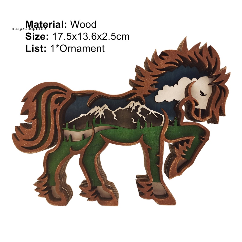 Phụ Kiện Trang Trí Giáng Sinh Hình Ngựa Bằng Gỗ Rỗng Chạm Khắc Rỗng
