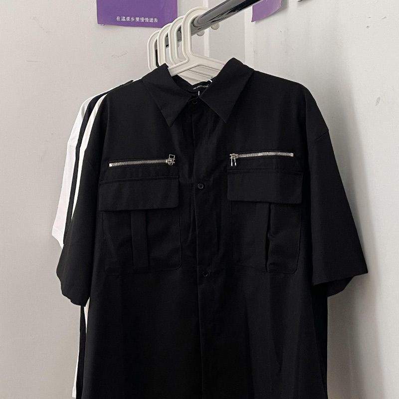 Áo Sơ Mi Tay Lửng Nhiều Túi Phong Cách Mỹ Cổ Điển Thời Trang Mùa Hè Dành Cho Nam Nữ