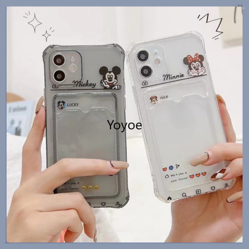 Ốp Điện Thoại Silicon Mềm Trong Suốt Chống Sốc Kèm Ngăn Đựng Thẻ Cho iPhone 14 13 12 11 Pro Max XR X XS Max 7 8 Plus SE