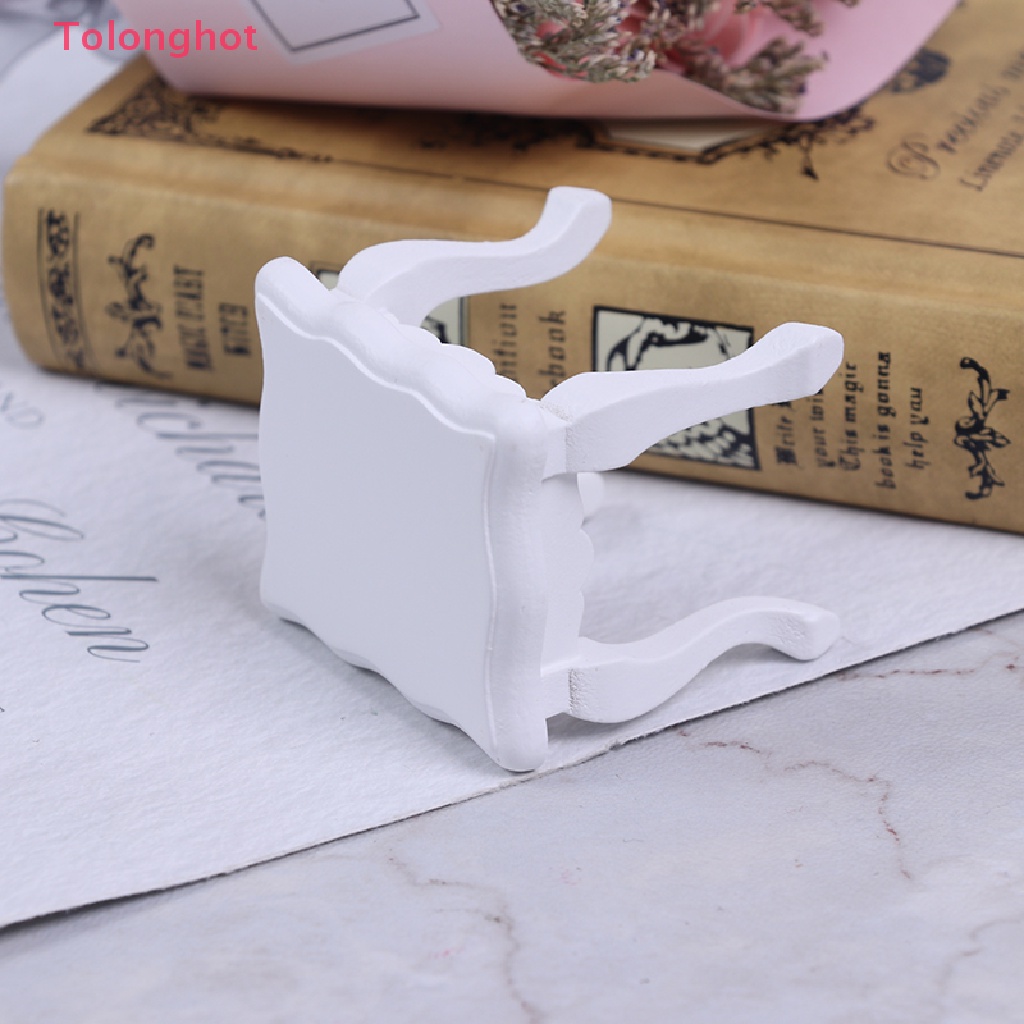 Mô Hình Bàn Gỗ Trắng Hình Vuông Tỉ Lệ 1: 12 Trang Trí Nhà Búp Bê