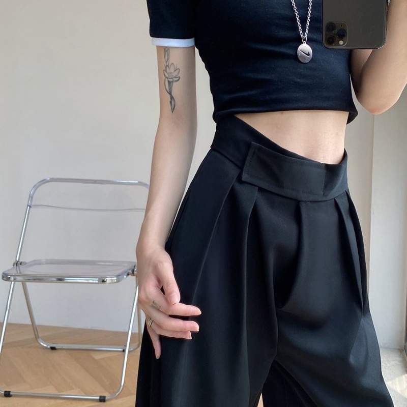 Quần Dài Lưng Cao Ống Rộng Phong Cách Retro Thời Trang Cho Nữ