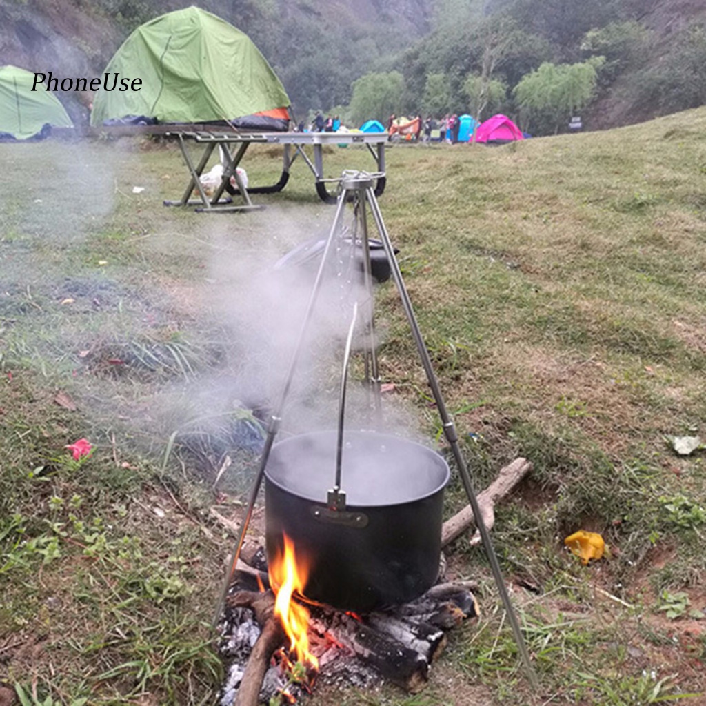 Gậy Ba Chân Bằng Da PU Di Động Có Thể Thu Gọn Cho Hoạt Động Cắm Trại /