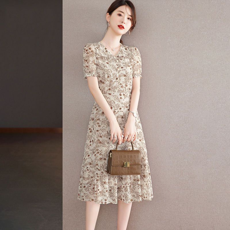 Đầm Chiffon Tay Ngắn Cổ Chữ V Dáng Ôm Thời Trang Mùa Hè Hàng Mới 2023