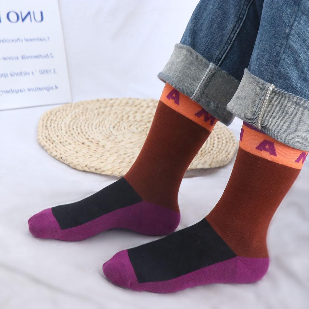 NICKOLAS Đôi Vớ Len Dày Mềm Mại Thoải Mái Phối Màu Tương Phản Họa Tiết Chữ Cái Thời Trang Cho Nữ