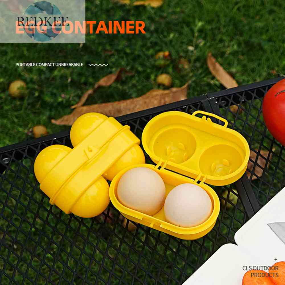 Hộp Đựng Trứng 2 Ngăn Màu Vàng Dùng Đi Cắm Trại