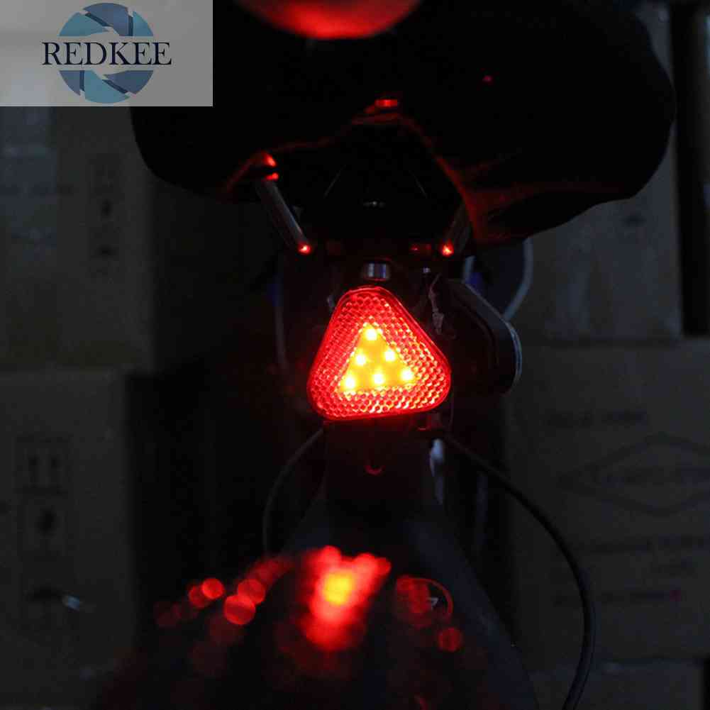 Đèn Hậu Xe Đạp 6 Bóng LED Hình Tam Giác 10LM 3 Chế Độ Chống Nước