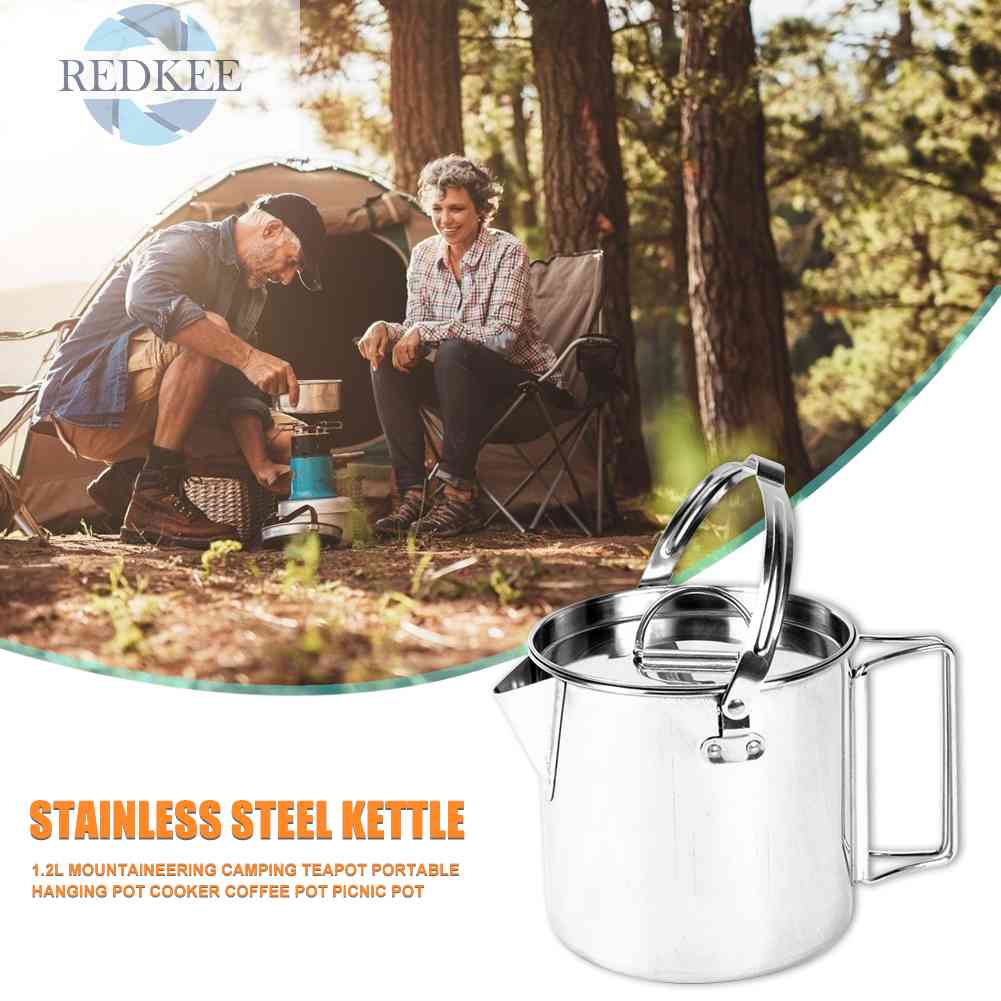 Ấm Đun Nước Dã Ngoại 1.2L Bằng Thép Không Gỉ