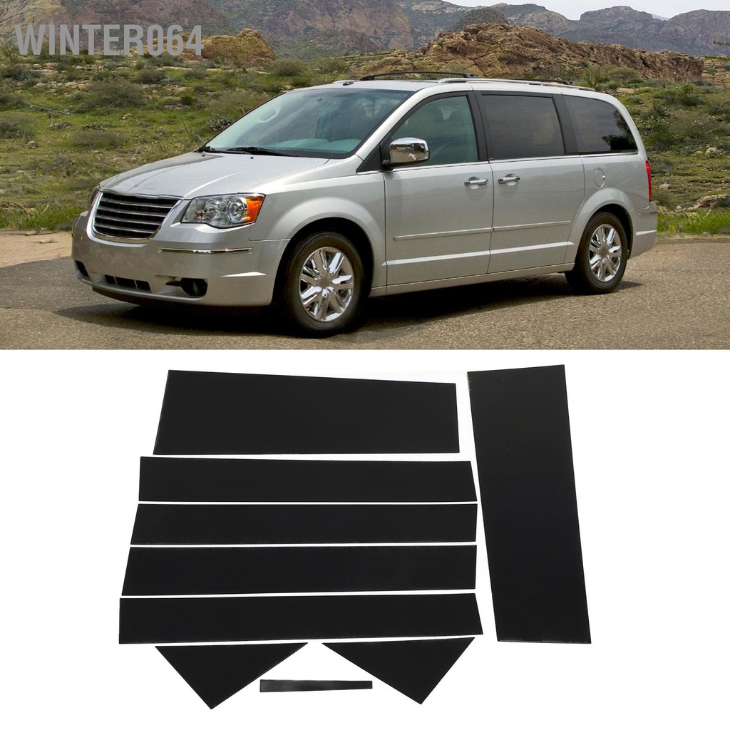 Winter064 10 Miếng Dán Cửa Sổ Ô Tô Trụ Cột Màu Đen Bóng Chống Trầy Xước Thay Thế Cho Dodge Town 2008 ‑ 2016
