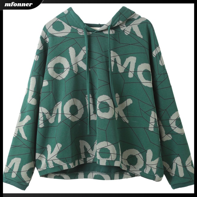 Áo Hoodie Dáng Rộng In Chữ Phong Cách Retro Cá Tính Cho Nữ