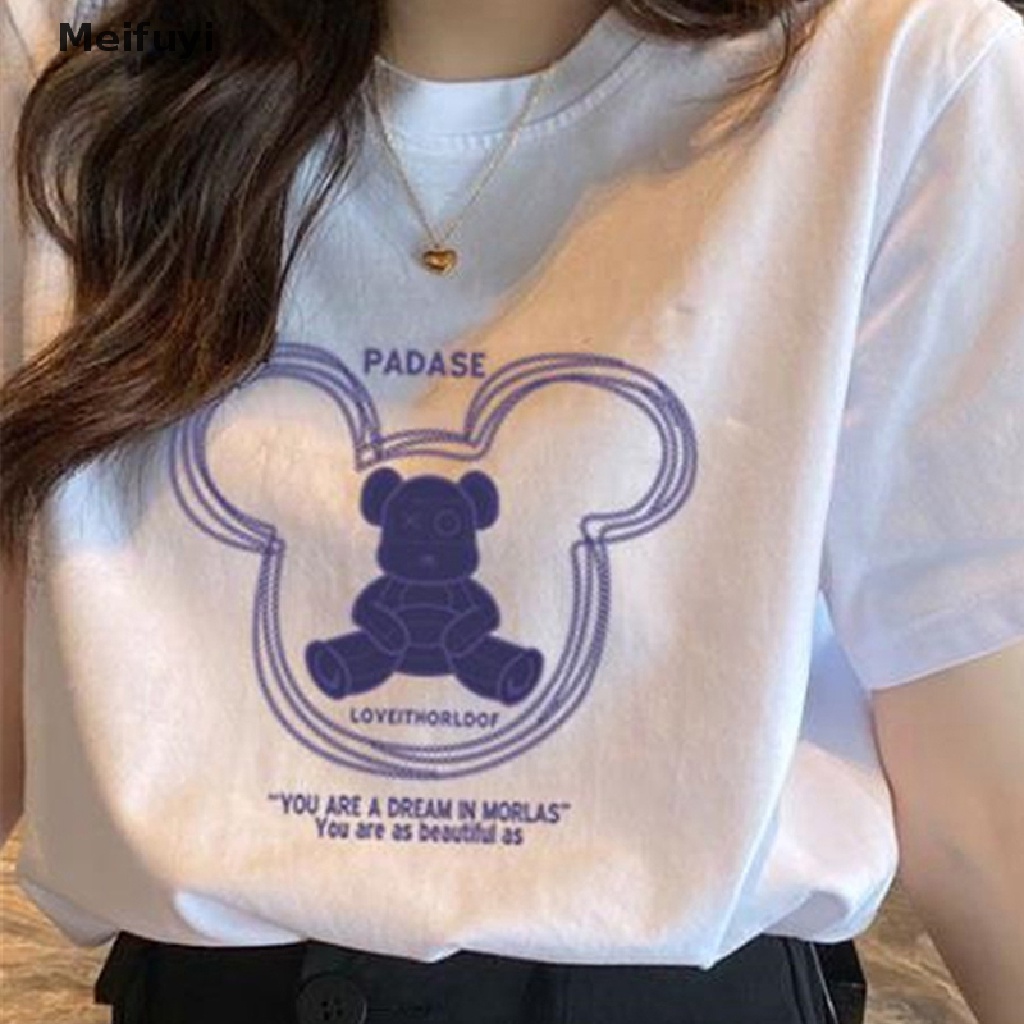 Áo Thun Tay Ngắn Cổ Tròn In Họa Tiết Hoạt Hình Dành Cho Nữ