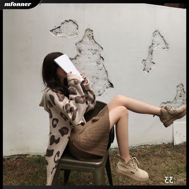 Áo Khoác Cardigan Dệt Kim Mỏng Tay Dài Dáng Rộng In Họa Tiết Da Báo Cá Tính Cho Nữ