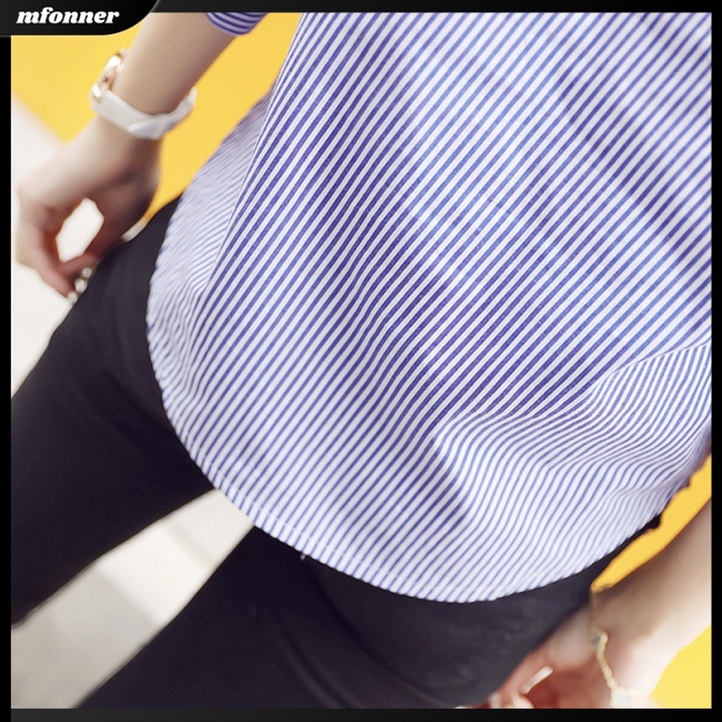 Áo Sơ Mi Kẻ Sọc 2 Nút Thoáng Khí Thời Trang Cho Nữ