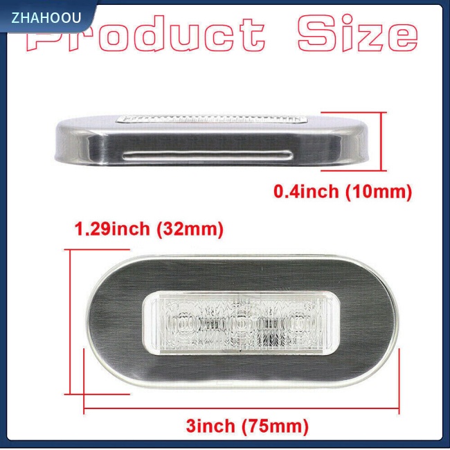 ☃Nhà Cửa☃ Set 4 Đèn 3led 12v Khung Inox Cho Tàu Thuyền / Xe Mô Tô