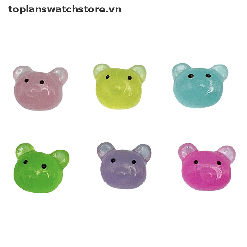 Set 5 Mô Hình Đầu Gấu Dạ Quang Bằng Nhựa Resin Dễ Thương Dùng Trang Trí