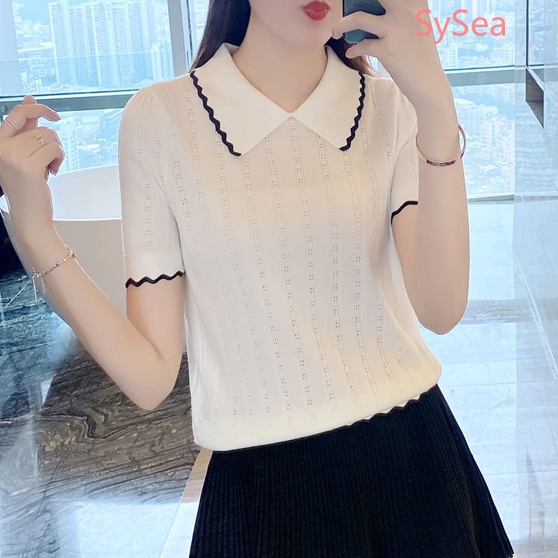 Áo Dệt Kim Cổ Polo Chất Liệu Lụa Lạnh Thời Trang Mùa Hè Cho Nữ