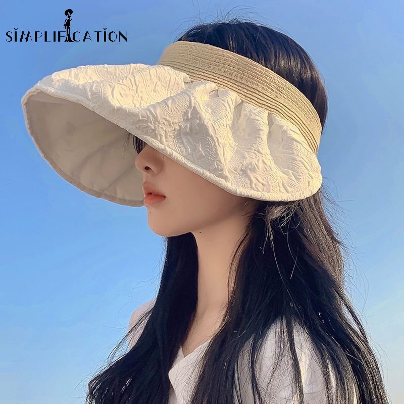 Nón Rộng Vành Hở Chóp Chống Nắng / Tia UV Có Thể Gập Lại Thời Trang Đi Biển Mùa Hè Cho Nữ