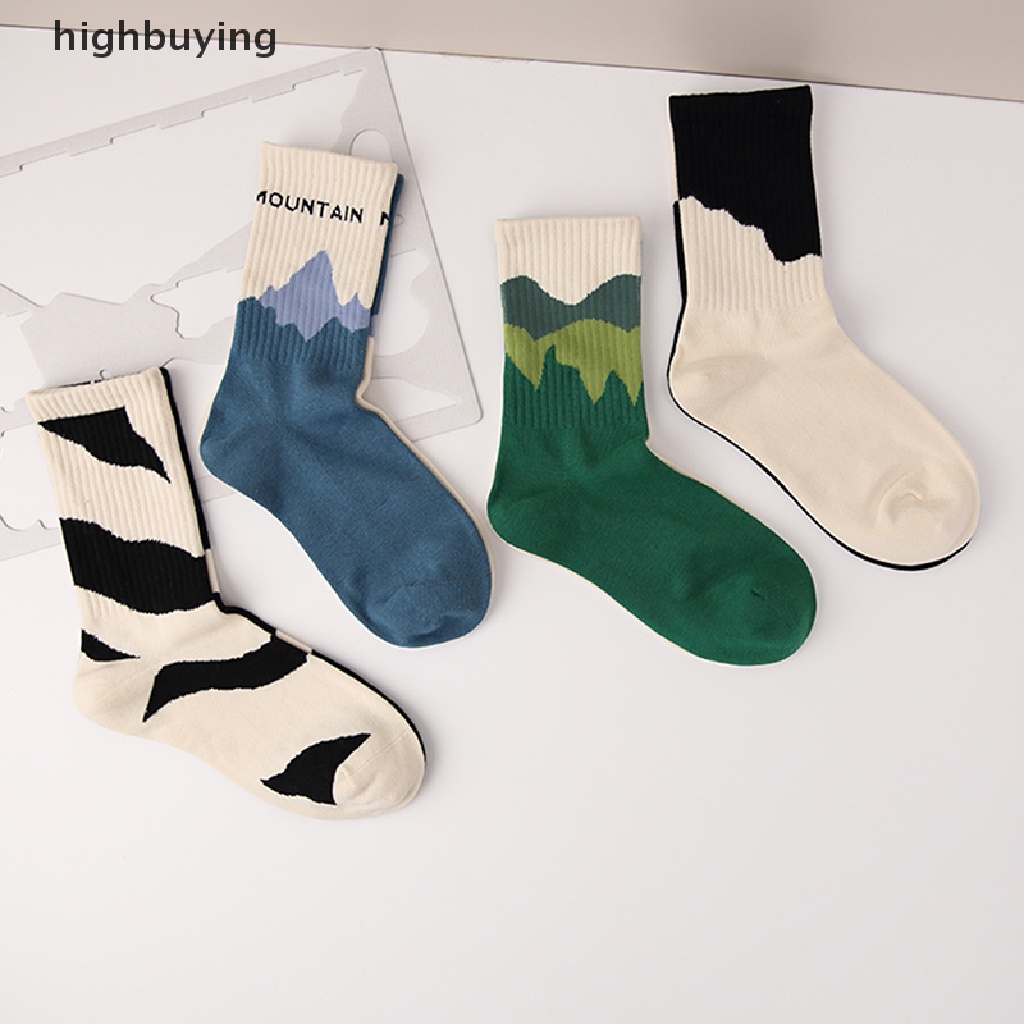 Hbvn Belle Vớ Cotton Họa Tiết Đường Phố Không Đối Xứng Phong Cách A / B Thời Trang Cho Nam