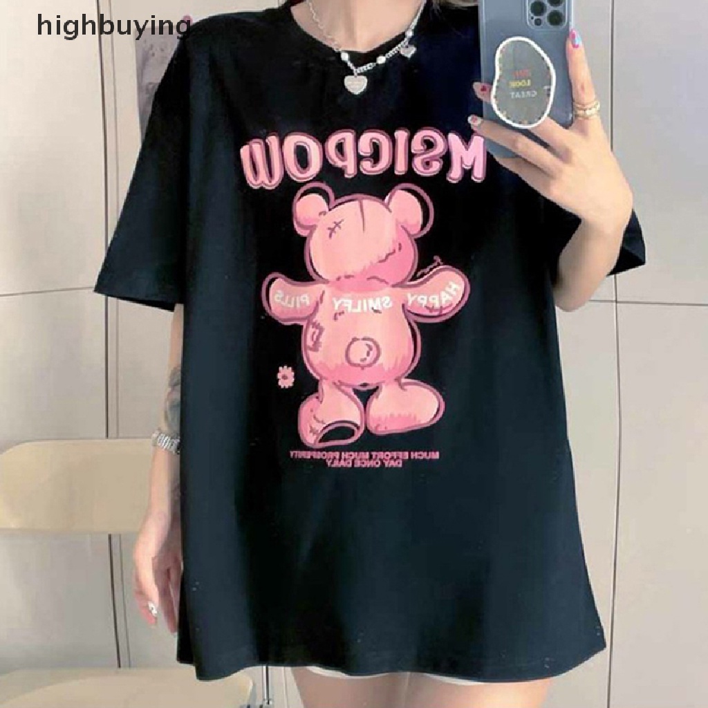 Áo Thun Tay Ngắn Cổ Tròn In Hình Gấu Belle Dành Cho Nữ