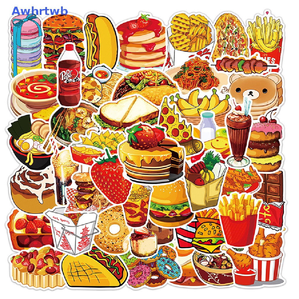 Bộ 50 Miếng Dán Trang Trí Vali Ván Trượt Laptop Họa Tiết Hoạt Hình Graffiti Mới