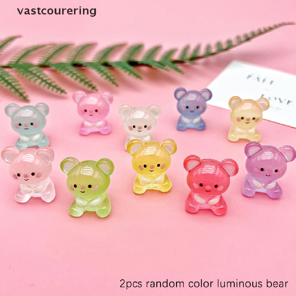 Bộ 2 Tượng Gấu Hoạt Hình Bằng Nhựa Resin Phát Quang Trang Trí Xe Hơi