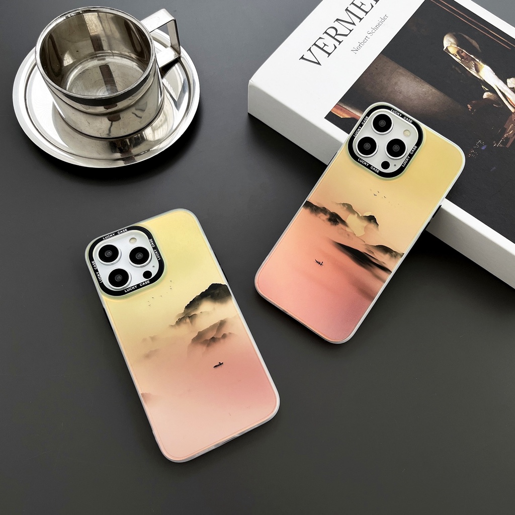 Ốp Điện Thoại TPU Silicon Mềm Chống Sốc Chống Rơi In Họa Tiết Phong Cảnh Dành Cho iPhone 14 13 12 PRO MAX