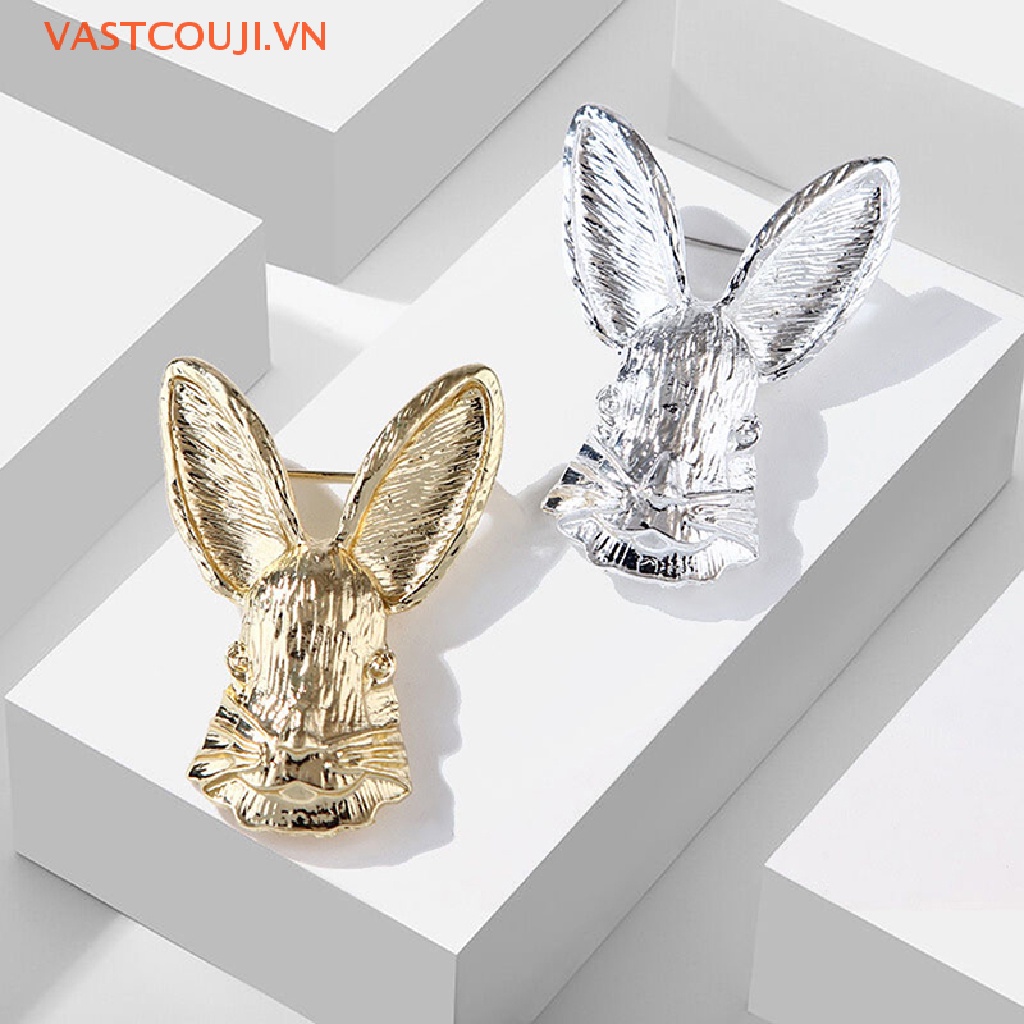 Ghim Cài Áo Hình Đầu Thỏ Lập Thể Phong Cách VASTJI Cổ Điển Thời Trang Cho Nữ